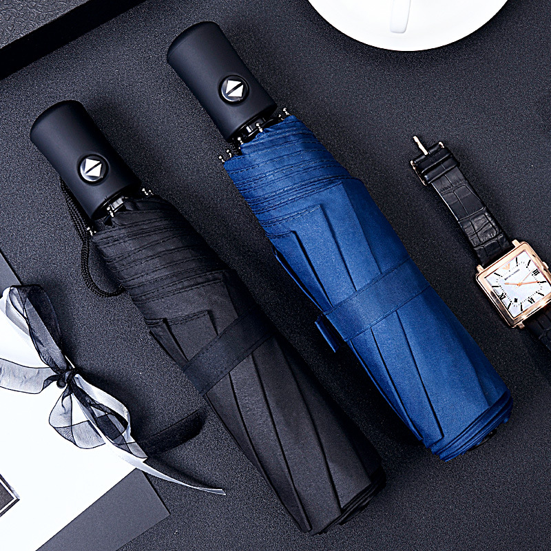 Parasol Umbrella Large - Automatic Rain & Sun Umbrella Black